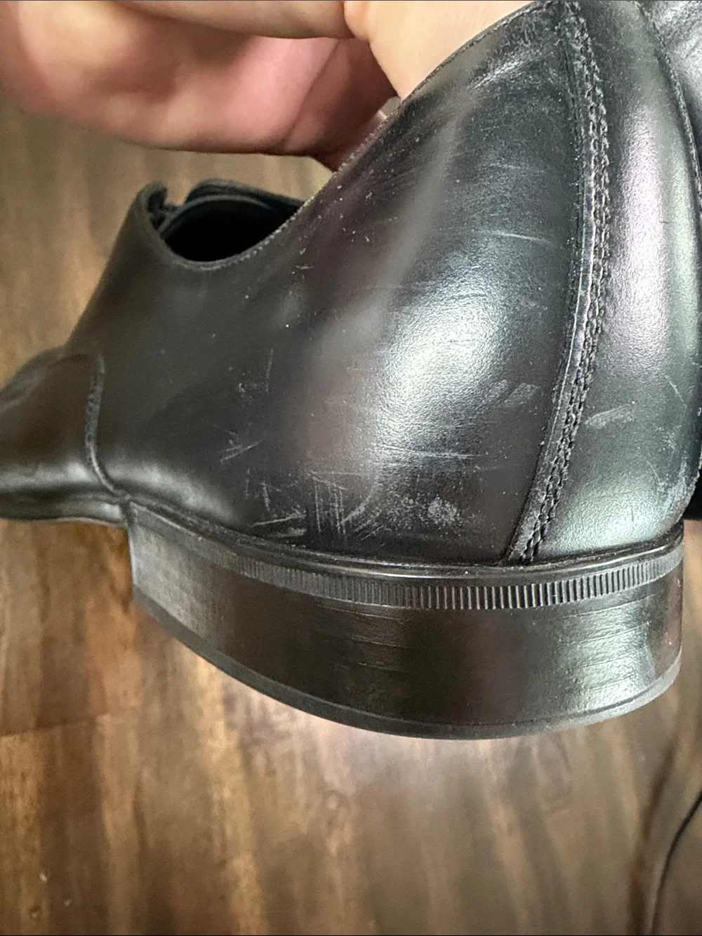 Salvatore Ferragamo Black Leather Cap-Toe Derby Oxfords